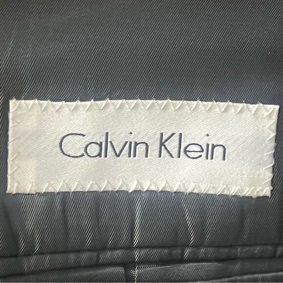 Calvin Klein Men’s Gray 2-Button Blazer Sz 43 Regular Fit Lined Tailored Jacket - Picture 9 of 11